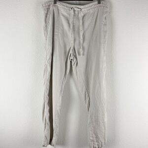 Per Se Linen Blend Pant Womens XL Beige Tapered Pull On Beachy Coastal NEW